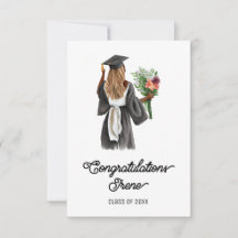 Felicitaciones Watercolor Dark Skin Chica Flowers