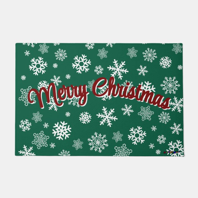 Feliciz Navidad Alfombra de bienvenida con copos d (Anverso)