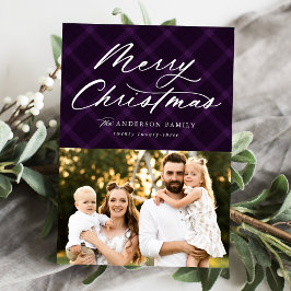 Feliciz Navidad Cuadro de Plaid Morado Cepillado 3
