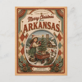 Feliciz Navidad desde Arkansas Globo de Nieve Vint