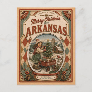 Feliciz Navidad desde Arkansas Globo de Nieve Vint