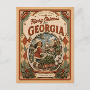 Feliciz Navidad desde Georgia Globo de Nieve Antig