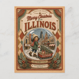 Feliciz Navidad desde Illinois Globo de Nieve Anti