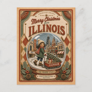 Feliciz Navidad desde Illinois Globo de Nieve Anti