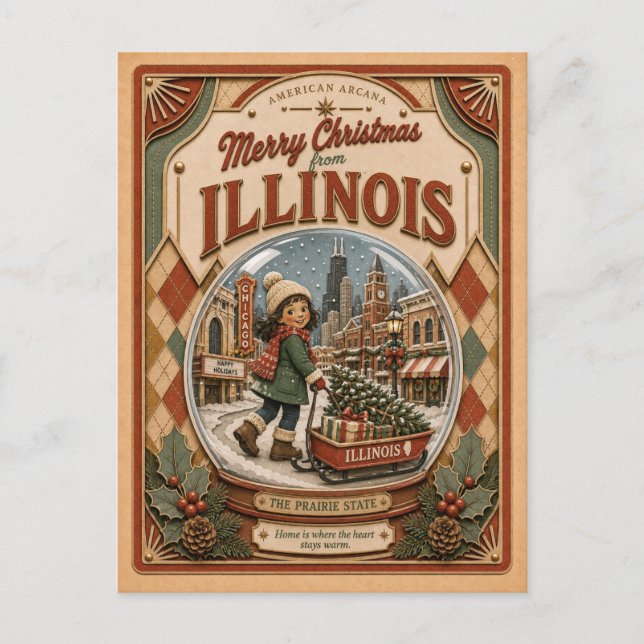 Feliciz Navidad desde Illinois Globo de Nieve Anti (Anverso)