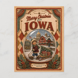 Feliciz Navidad desde Iowa Vintage Globo de Nieve