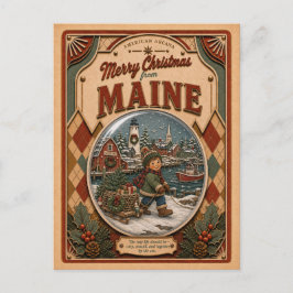 Feliciz Navidad desde Maine Globo de Nieve Antiguo