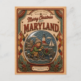 Feliciz Navidad desde Maryland Vintage Globo de Ni