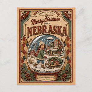 Feliciz Navidad desde Nebraska Vintage Globo de Ni