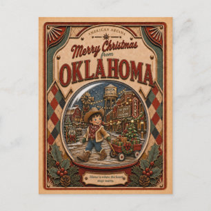 Feliciz Navidad desde Oklahoma Globo de Nieve Vint