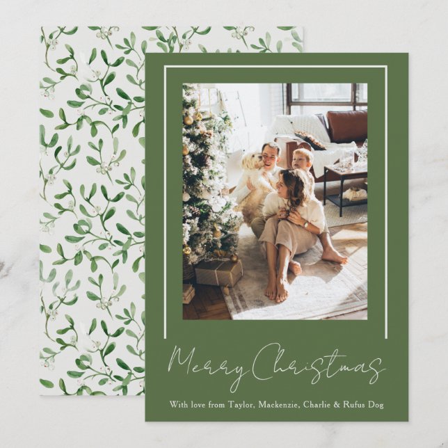 Feliciz Navidad Muérdago Foto Personalizada (Anverso / Reverso)