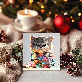 Feline Holiday Chaos - Tarjeta de vacaciones