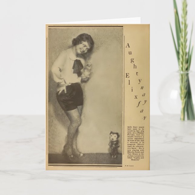 Félix El gato con tarjeta de felicitación de starl (Anverso)