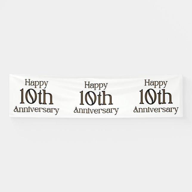 Feliz 10º Aniversario pancarta de vinilo 2.5x10 (Horizontal)