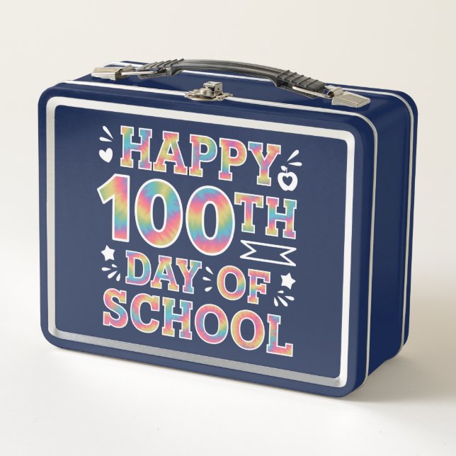 Feliz 100º Día De Escuela Tie Dye Arcoíris 100 Día (Anverso)