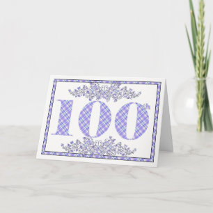 Feliz 100.ª tarjeta de gingham de cumpleaños