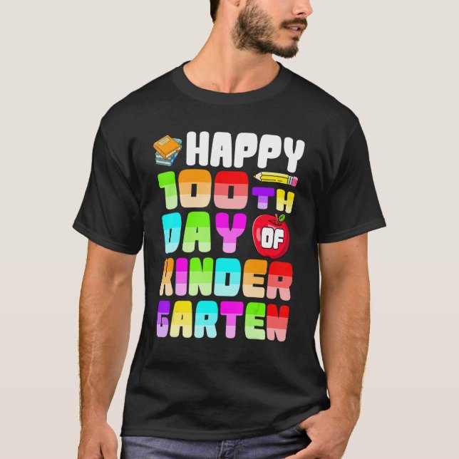 Feliz 100° Día de Camisetas de guardería, Kinder S (Anverso)