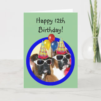Feliz 12.ª tarjeta de felicitación de la Boxer de
