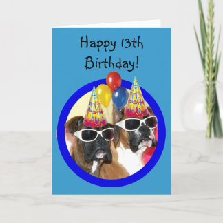 Feliz 13° cumpleaños a los boxeadores tarjeta de s