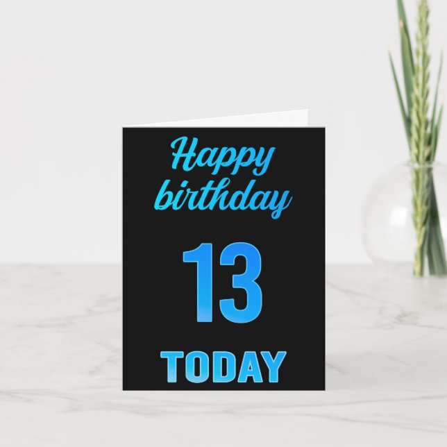 Feliz 13° cumpleaños Gran tarjeta de niño negro y  (Anverso)