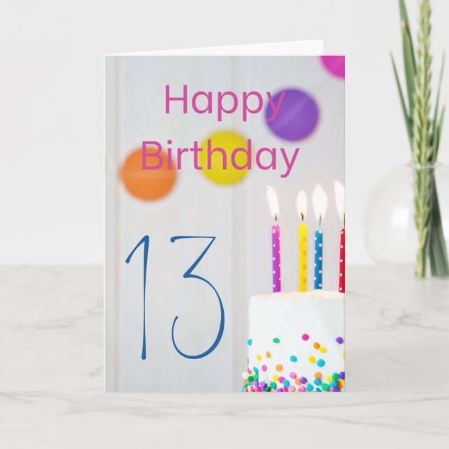 Feliz 13° cumpleaños tarjeta de felicitación para  (Anverso)