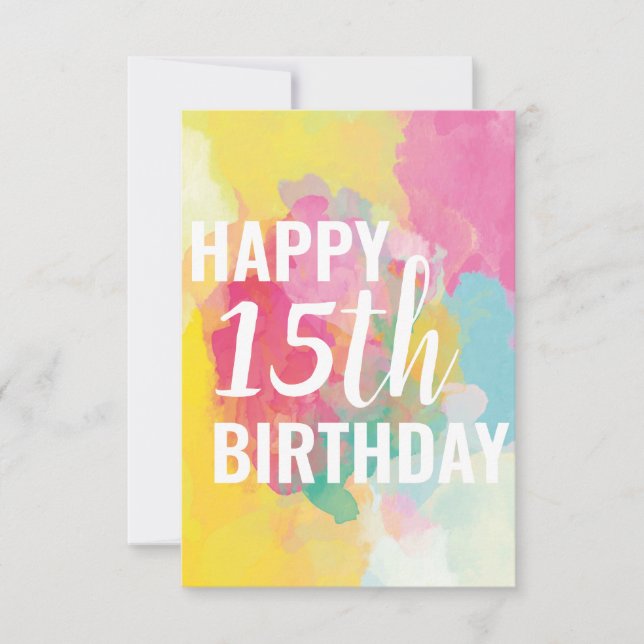 Feliz 15ª tarjeta de cumpleaños ("Gradientes de ac (Anverso)