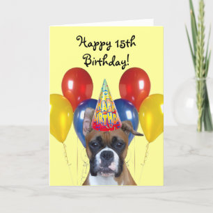 Feliz 15º cumpleaños Boxer tarjeta de felicitación