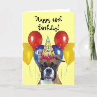 Feliz 15º cumpleaños Boxer tarjeta de felicitación