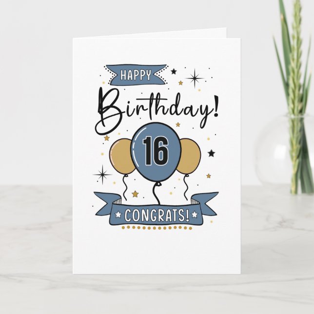 Feliz 16ª tarjeta de cumpleaños (Anverso)