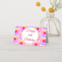 Feliz 16º cumpleaños, tarjeta de lugar plegado