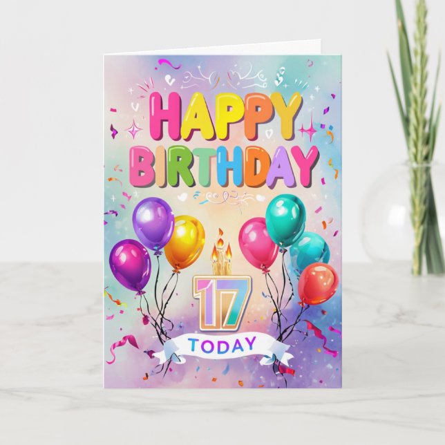 Feliz 17.ª tarjeta de cumpleaños (Anverso)