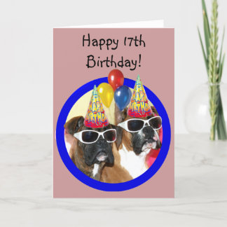 Feliz 17 cumpleaños, tarjeta de saludo de los boxe