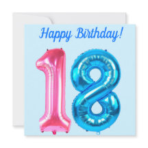Feliz 18.ª tarjeta azul de cumpleaños