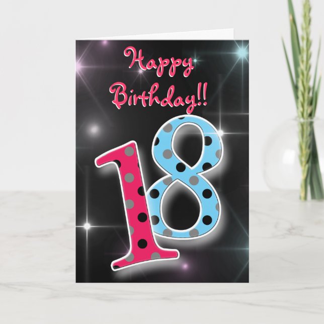 Feliz 18 cumpleaños, diversión y brillante tarjeta (Anverso)