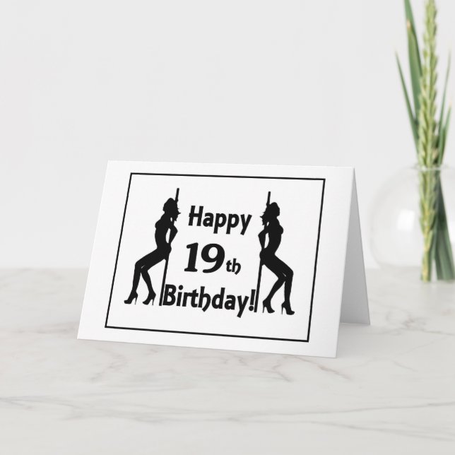 Feliz 19.ª tarjeta de felicitación por cumpleaños (Anverso)