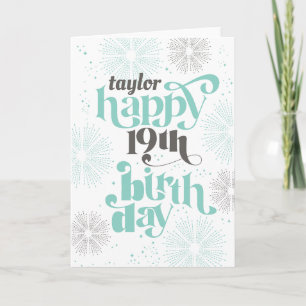 Feliz 19.º Personalizable de cumpleaños, tarjeta d