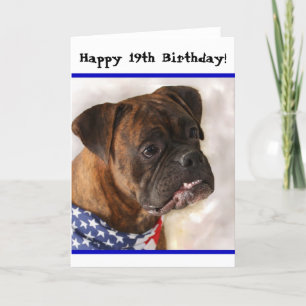 Feliz 19° cumpleaños, tarjeta de bienvenida Patrio