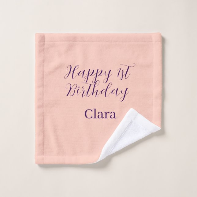 Feliz 1er cumpleaños nombre boho retro naranja púr (Toallita)