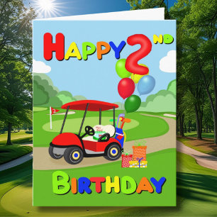 Feliz 2º cumpleaños Tarjeta de Golf para Niños Roj