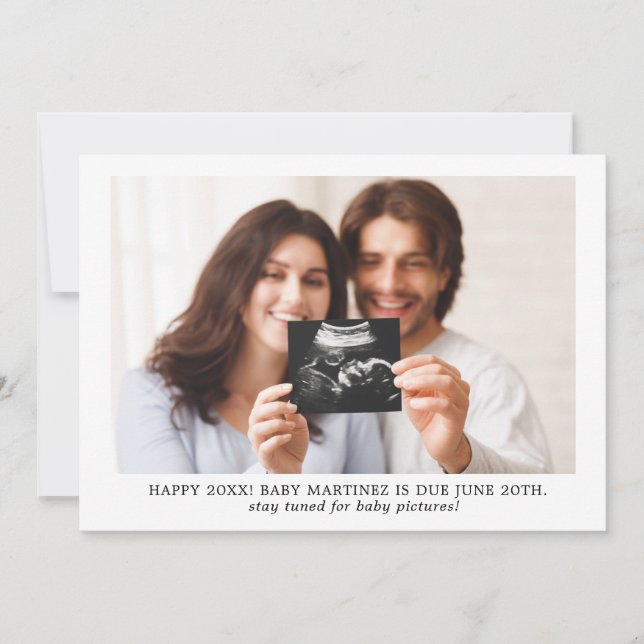 ¡Feliz 2021! Invitación fotográfica de embarazo de (Anverso)