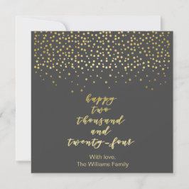 Feliz 2024 - Black & Faux Gold Script & Confetti