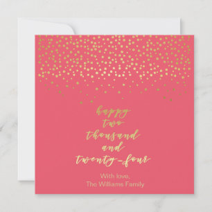 Feliz 2024 - Raspberry & Gold Script & Confetti