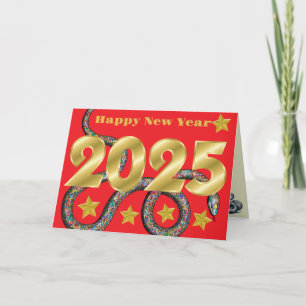 Feliz 2025 Año de la Serpiente Tarjeta Plana