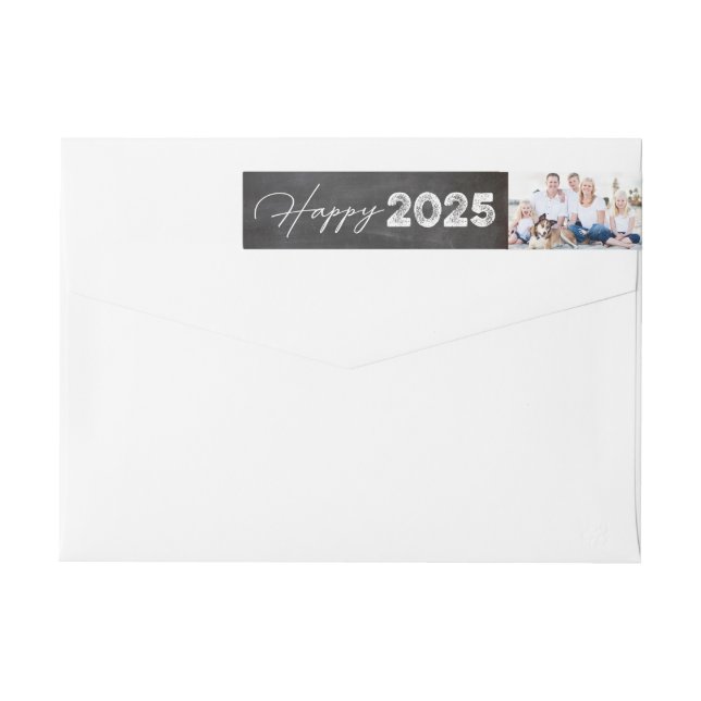 Feliz 2025 tipografía, dirección de la foto de Año (Reverso)