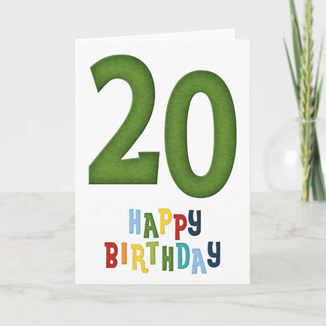 Feliz 20.ª tarjeta de felicitación por cumpleaños (Anverso)