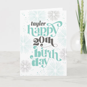 Feliz 20.º Personalizable de cumpleaños, tarjeta d