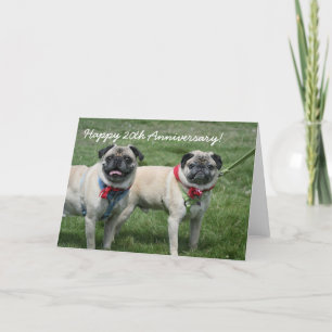 Feliz 20° Aniversario, tarjeta de saludo de Pugs