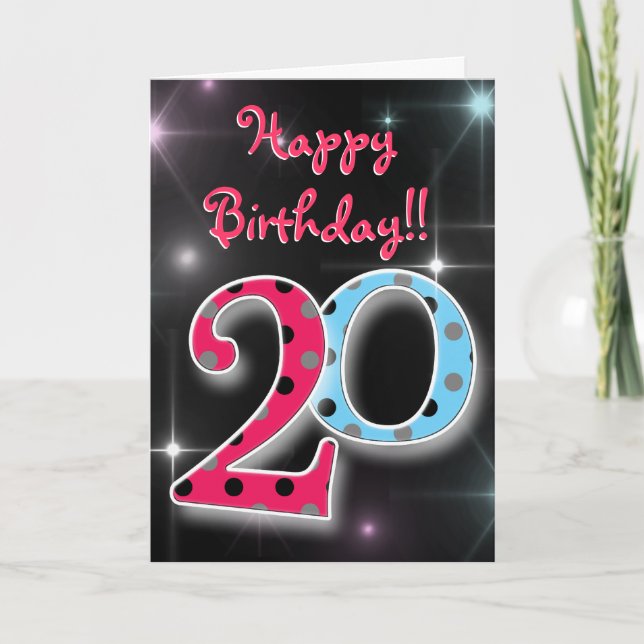 Feliz 20 cumpleaños diversión y brillante tarjeta  (Anverso)