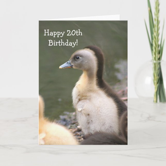 Feliz 20° cumpleaños Duckling tarjeta de saludo (Anverso)