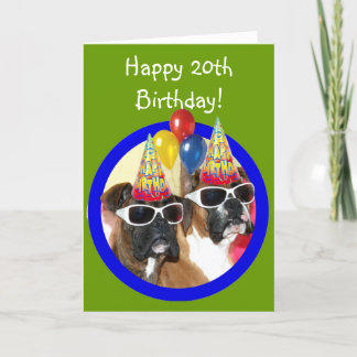 Feliz 20° cumpleaños, tarjeta de saludo de los box